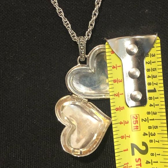 JUDITH JACK Sterling Silver Marcasite Encrusted Large Heart Locket RARE - Picture 6 of 14